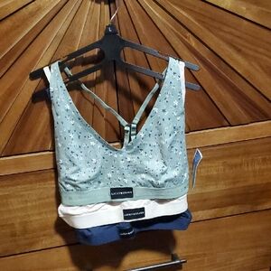 Lucky Brand Sage Floral Bralette Trio with Cream and Navy